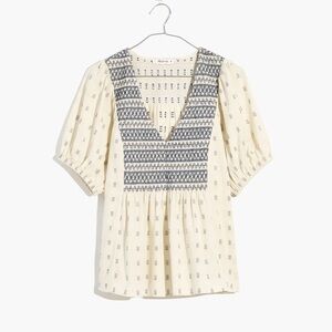 madewell | embroidered-yoke top in clipdot - ikat swiss dot
